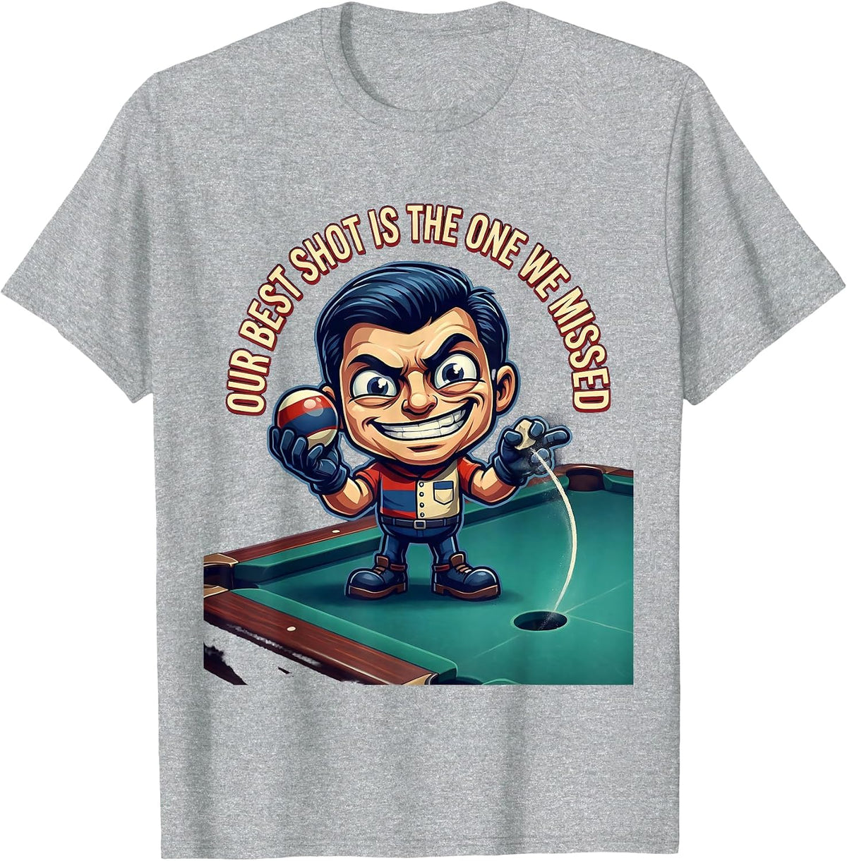 Men's Our Best Shot Is The One We Missed Funny Billiard Player T-Shirt - Heather Grey