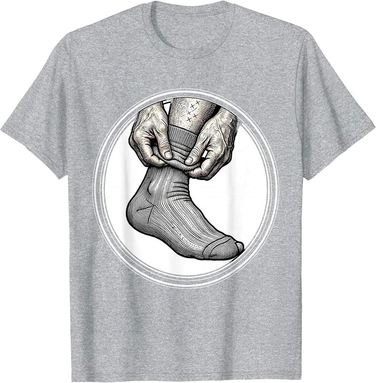 Men's Compression Socks Elderly Care Graphic Design T-Shirt - Heather Grey