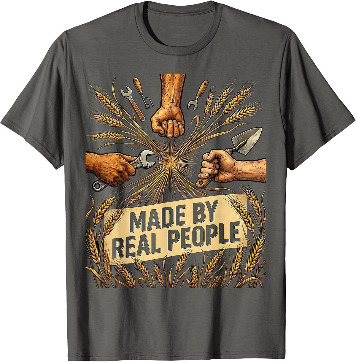 Made by Real People Labor Day Tribute Design T-Shirt - Asphalt Grey