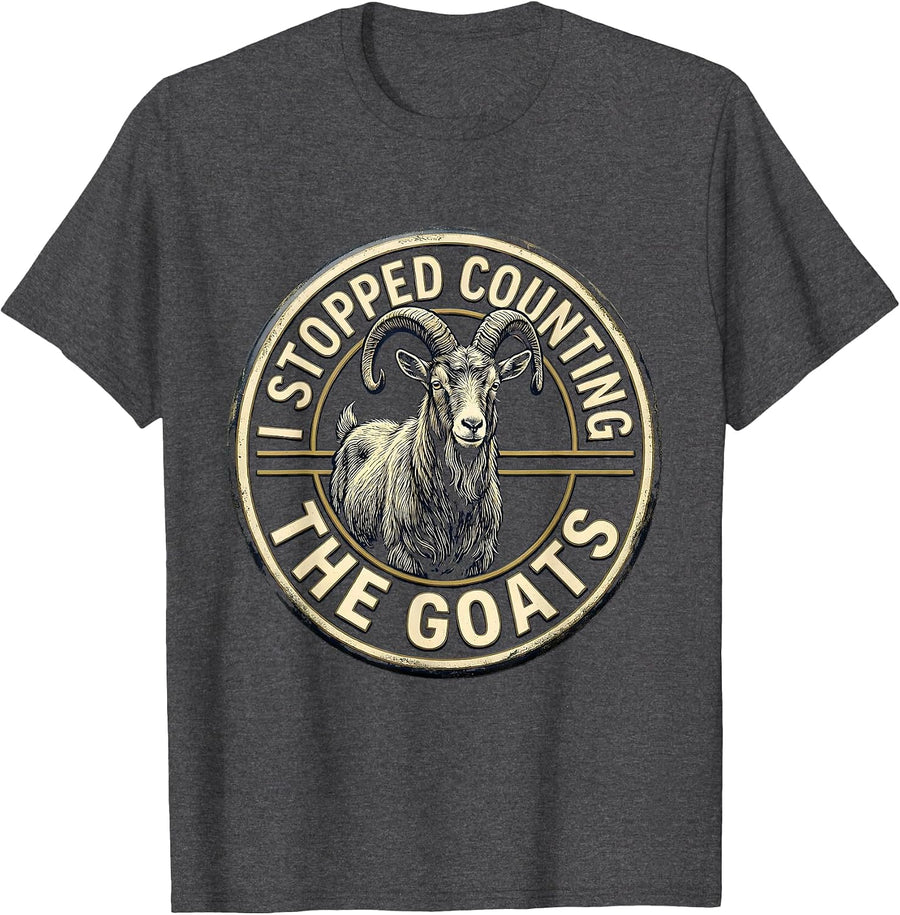 Men's I Stopped Counting The Goats Funny Goat Owner Farmer Humor T-Shirt - Dark Heather Grey