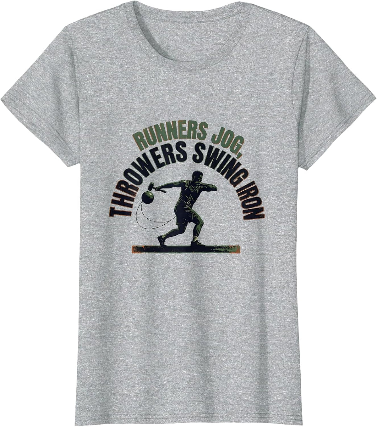 Women's Runners Jog Throwers Swing Iron Vintage Track And Field T-Shirt - Heather Grey