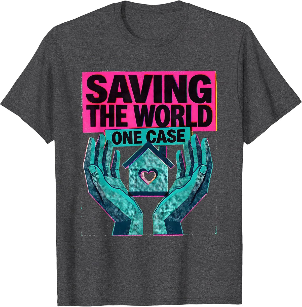Men's Saving the World One Case Social Worker Design T-Shirt - Dark Heather Grey