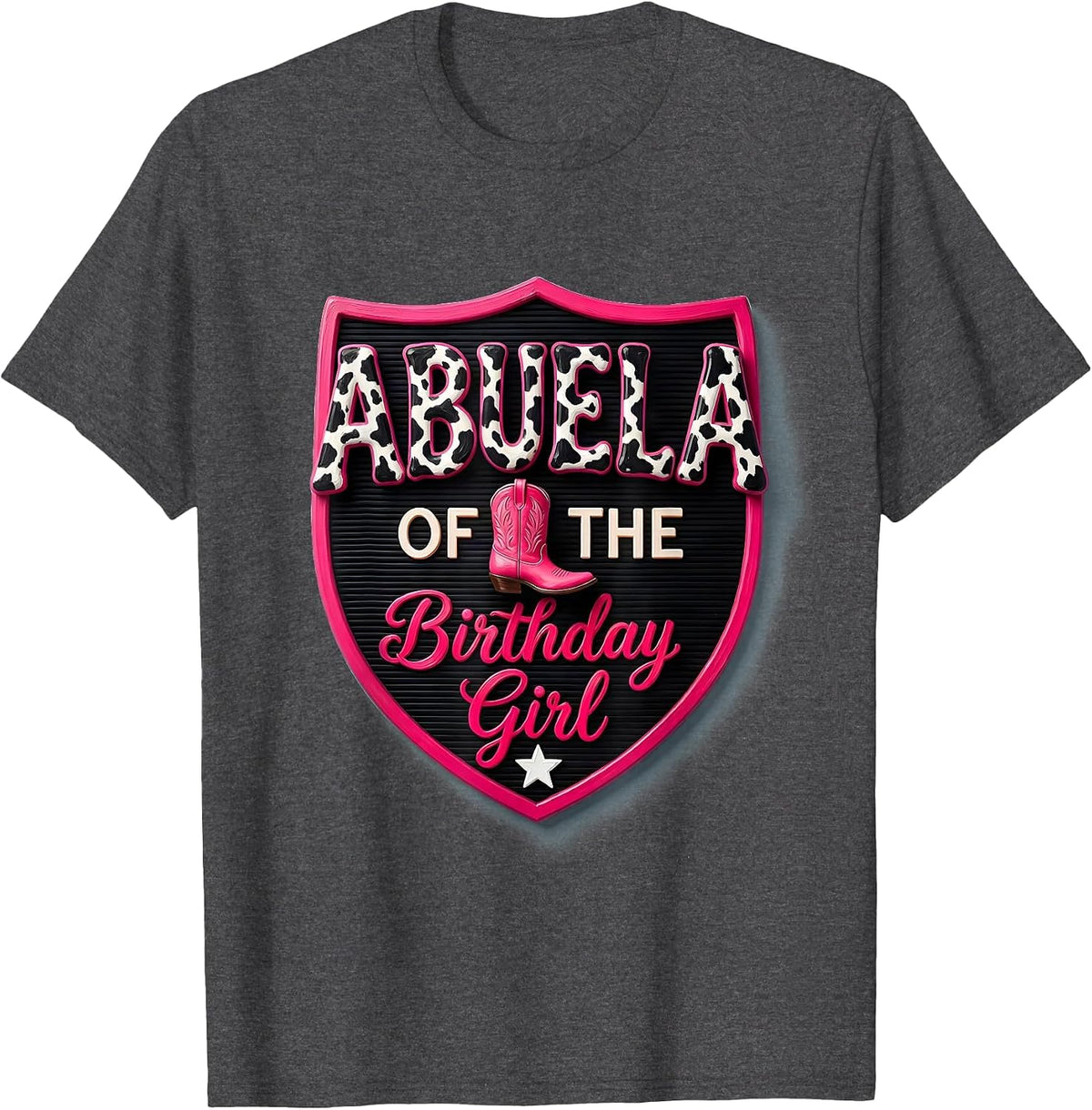 Men's Abuela Of The Birthday Girl Farm Cow 1St Birthday Girl T-Shirt - Dark Heather Grey