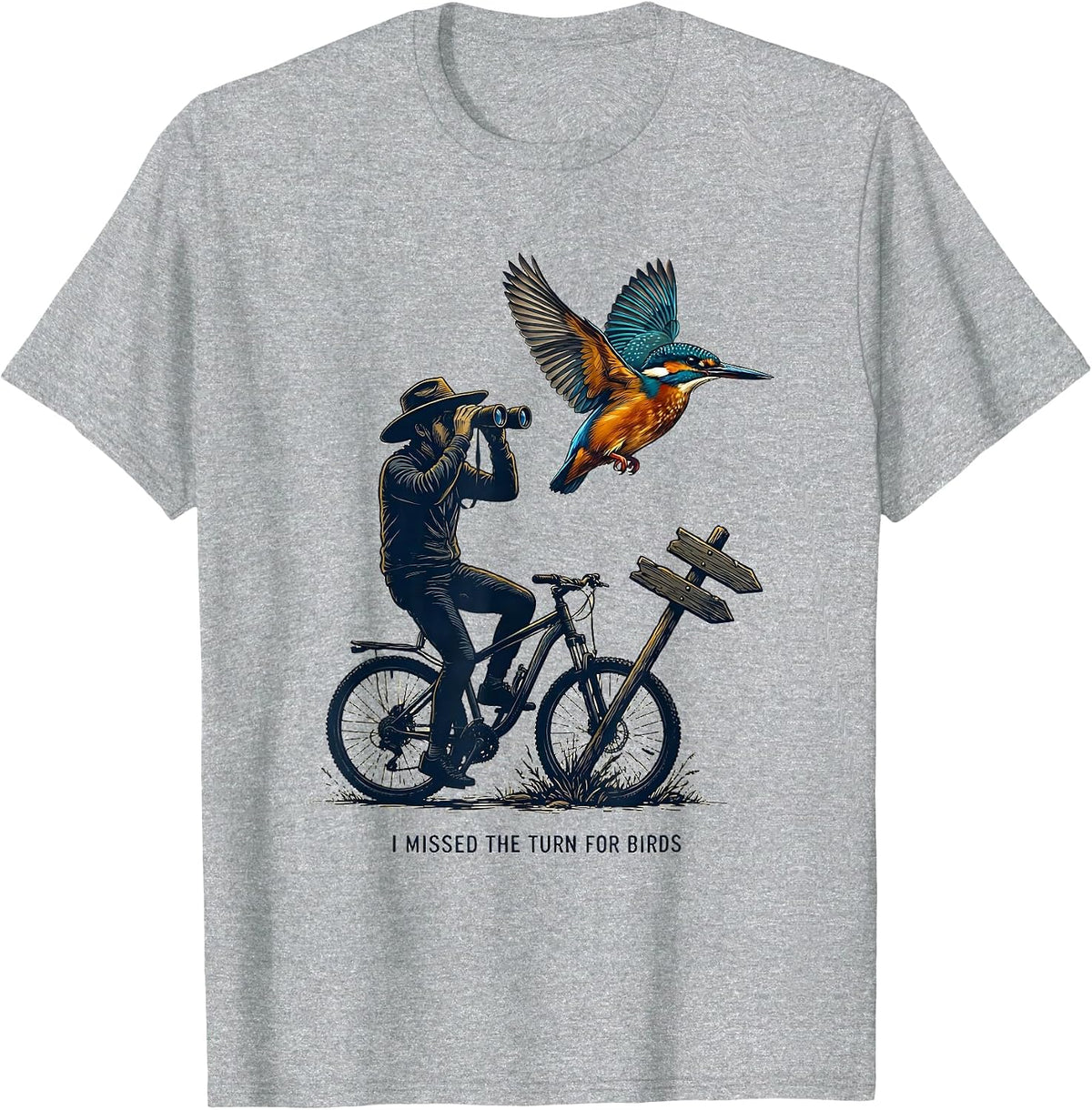 Men's I Missed The Turn For Birds Funny Bird Watching Birding Nerd T-Shirt - Heather Grey