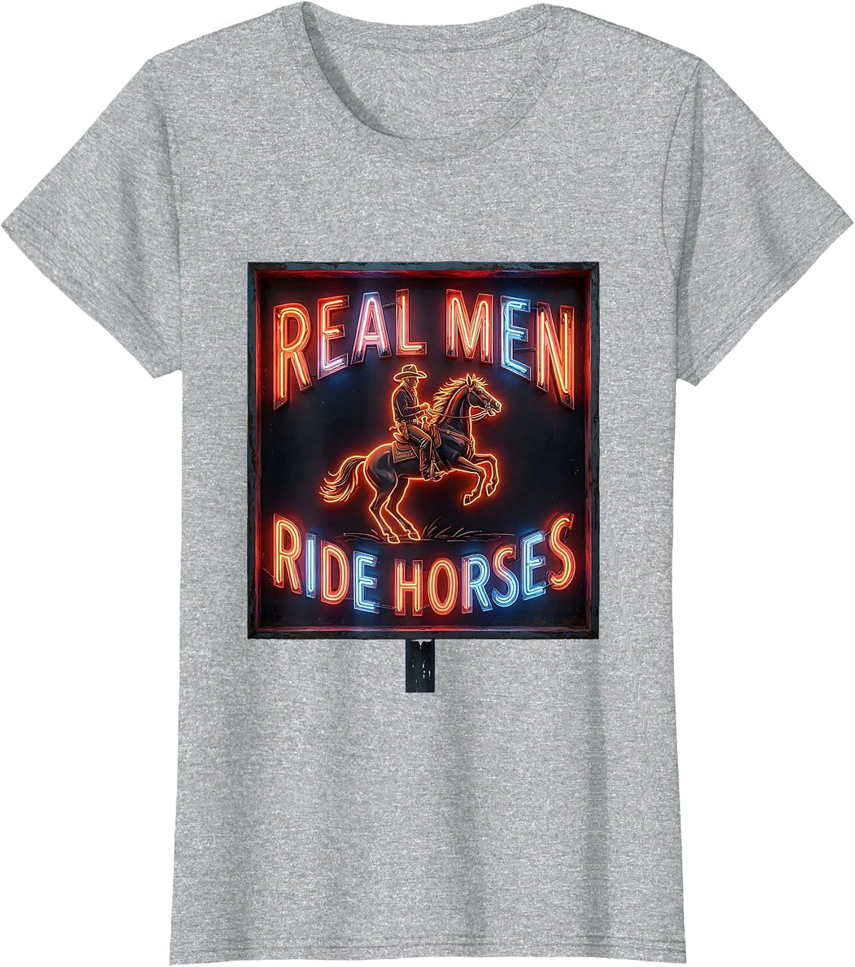 Real Men Ride Horses Cowboy Design T-Shirt - Heather Grey