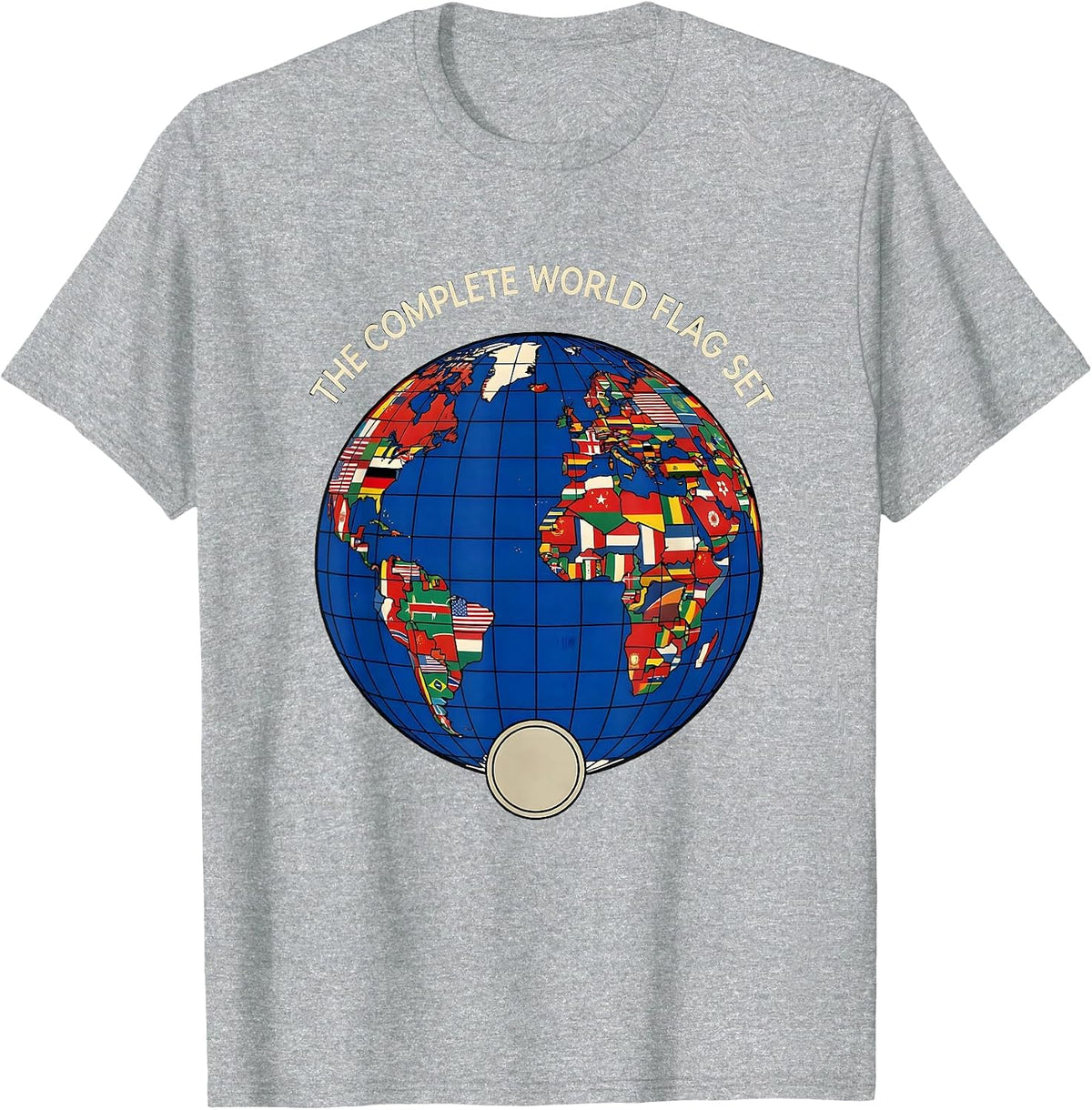 Men's The Complete World Flag Set Geography Lover Travel T-Shirt - Heather Grey