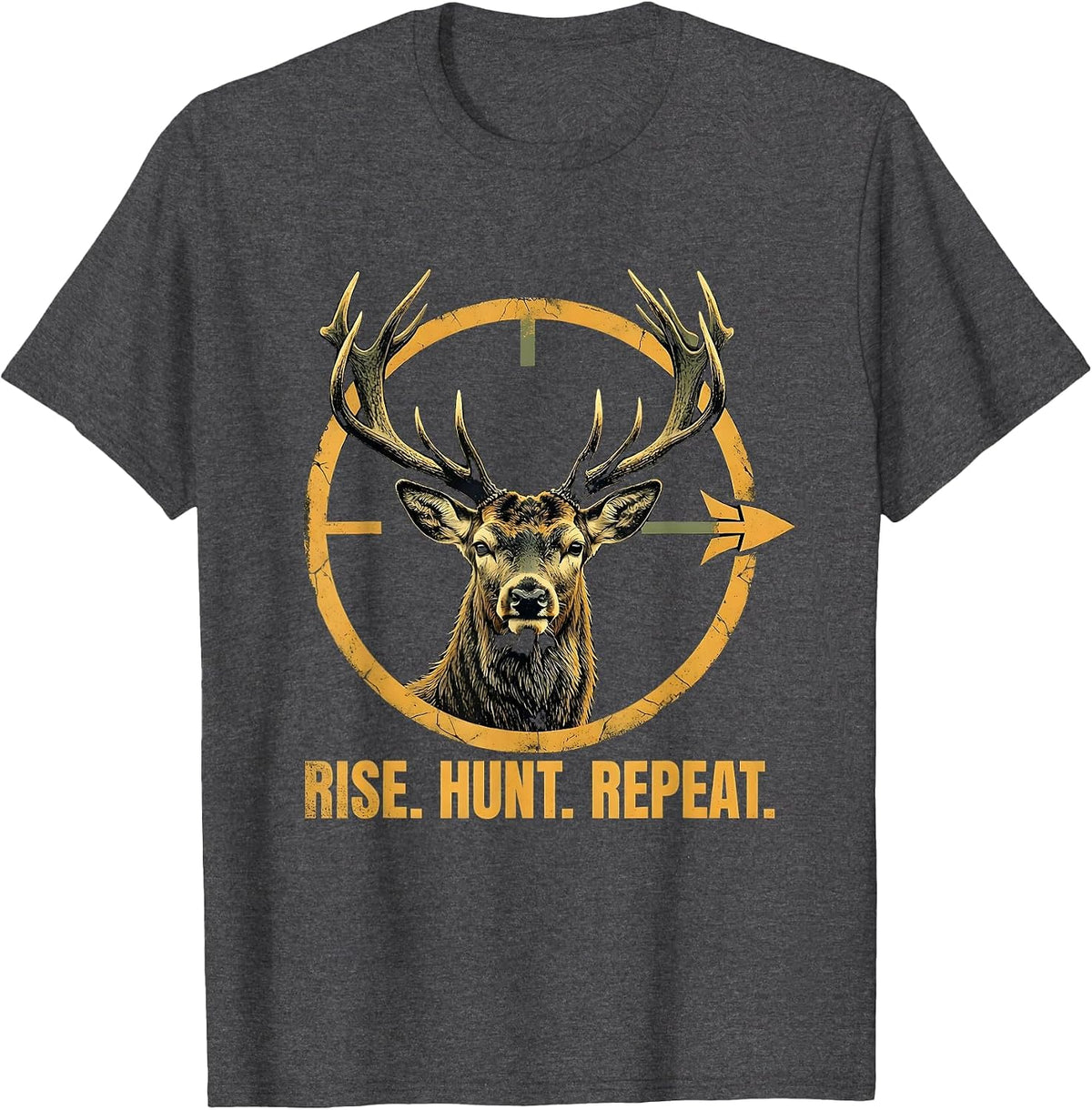 Men's Rise Hunt Repeat Hunting Lifestyle Design T-Shirt - Dark Heather Grey