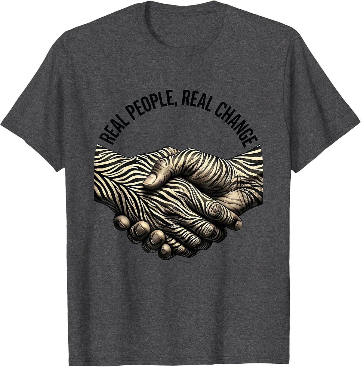 Real People Real Change Social Worker Design T-Shirt - Dark Heather Grey