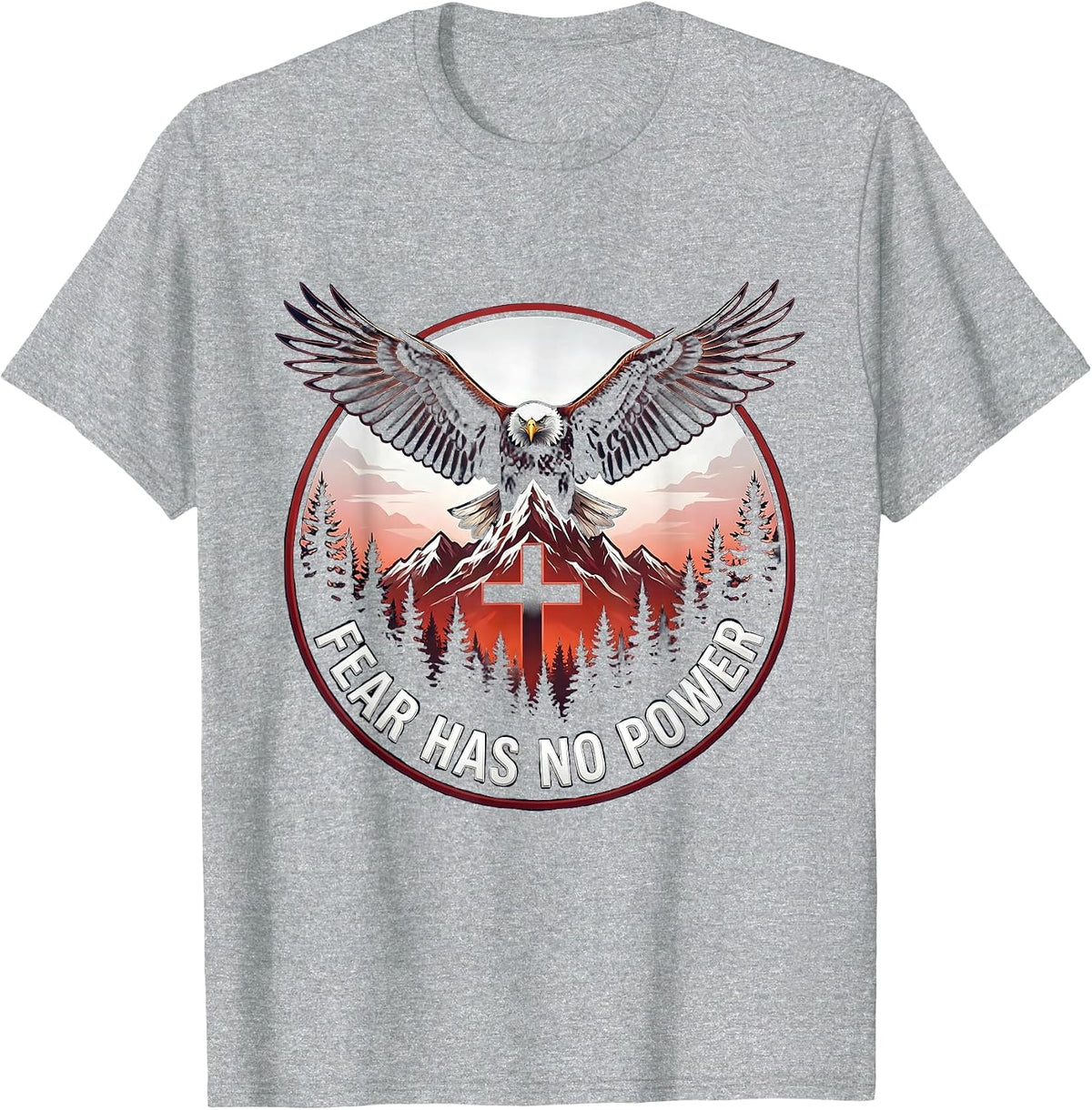 Men's Fear Has No Power Faith Over Fear Design T-Shirt - Heather Grey