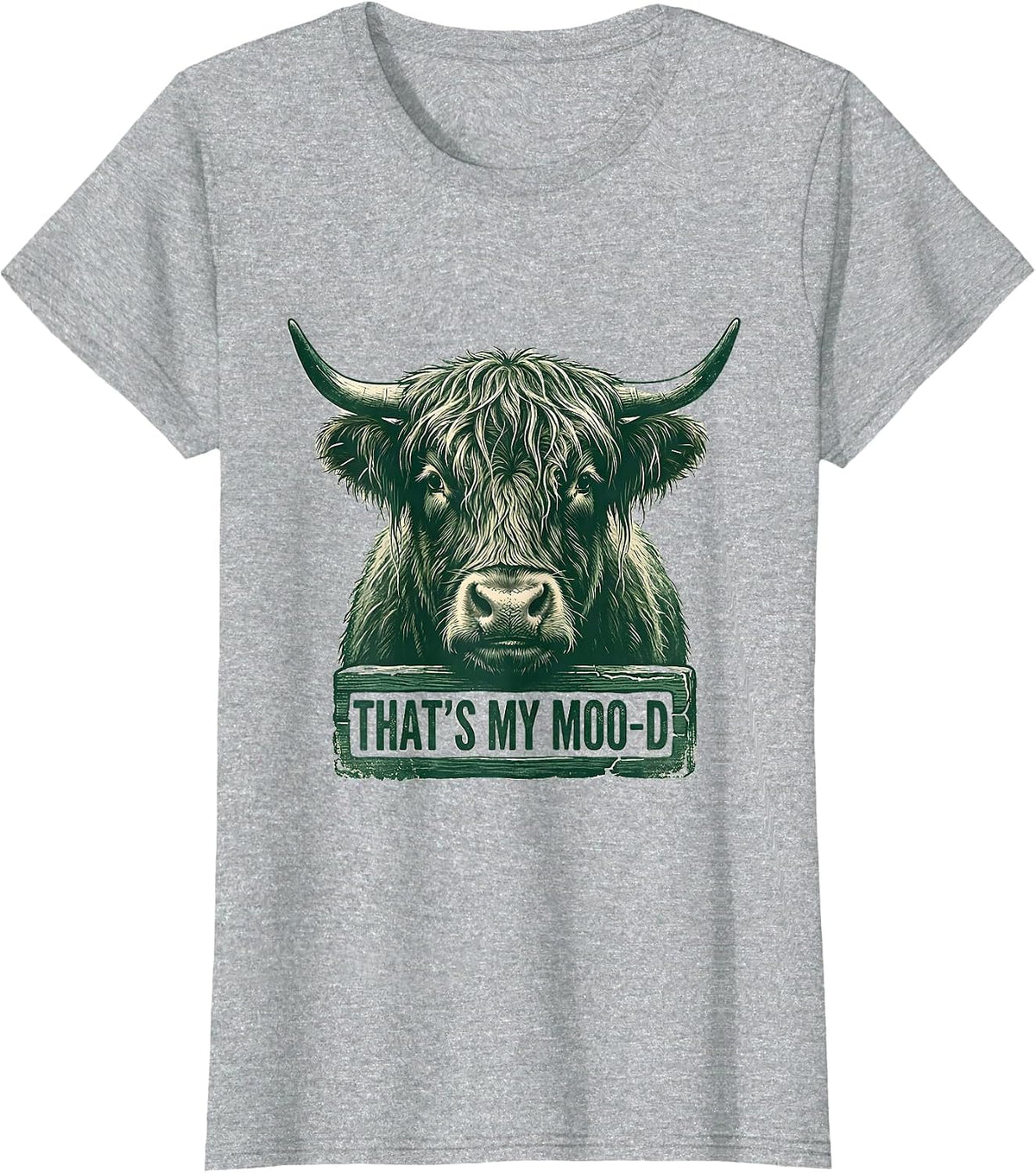 Women's That's My Moo-d Funny Highland Cow Humor Novelty T-Shirt - Heather Grey