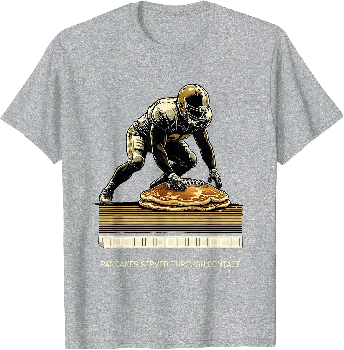 Men's Pancakes Served Through Contact Funny Offensive Lineman T-Shirt - Heather Grey
