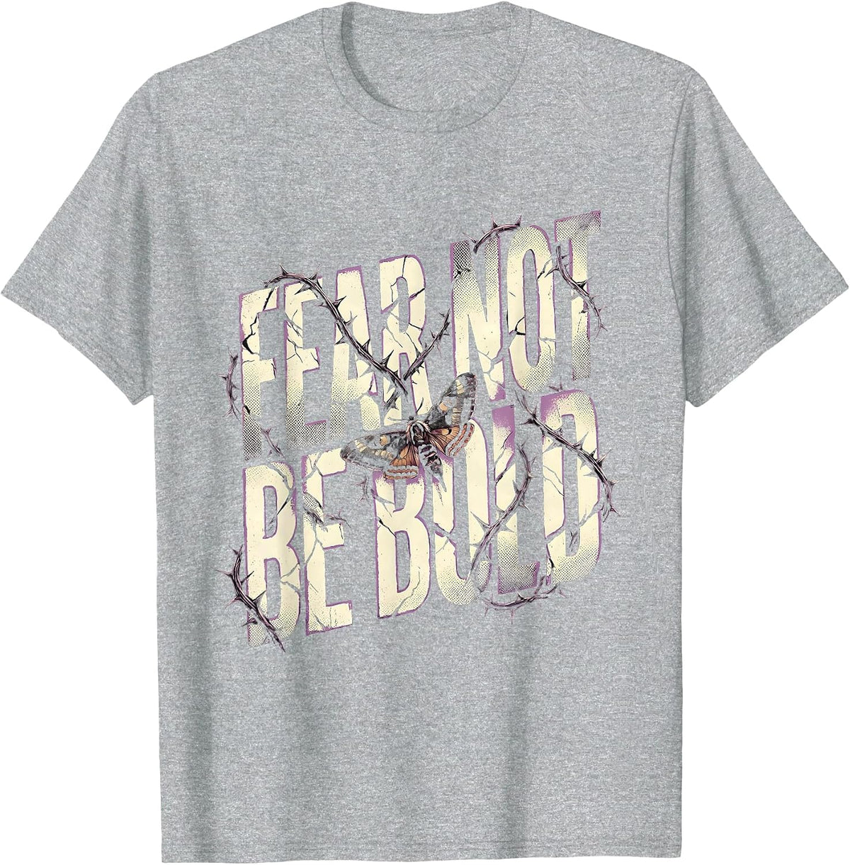 Men's Fear Not Be Bold Faith Over Fear Graphic Design T-Shirt - Heather Grey