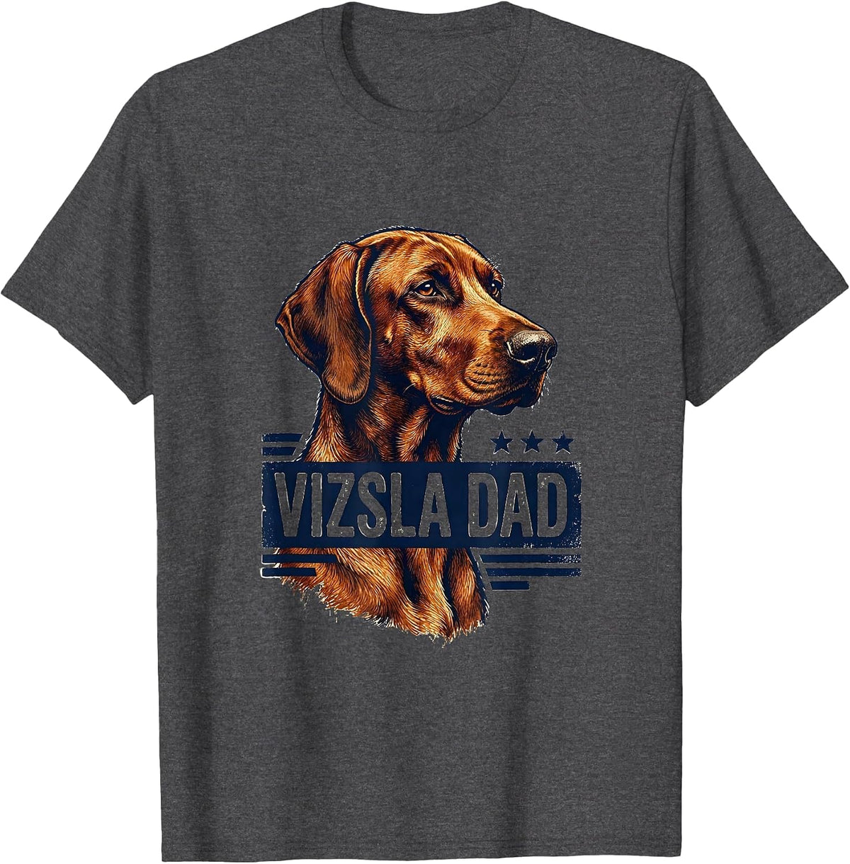 Vizsla Dad Patriotic Dog Breed American Flag 4th Of July T-Shirt - Dark Heather Grey
