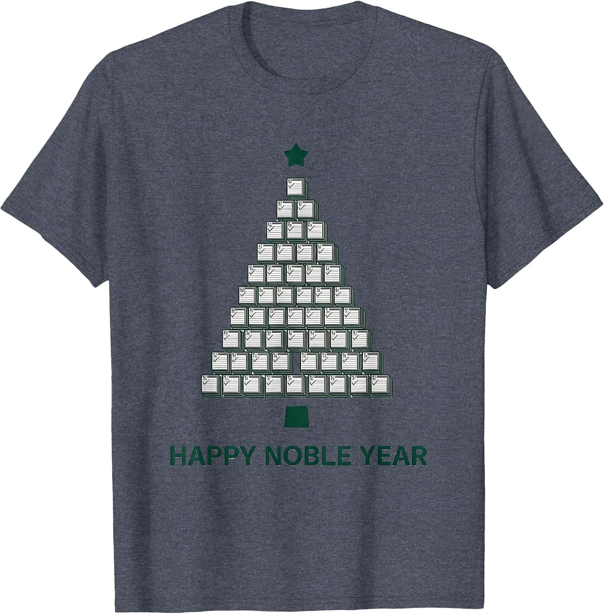 Happy Noble Year Funny Periodic Table Chemistry Nerd Humor T-Shirt - Heather Blue