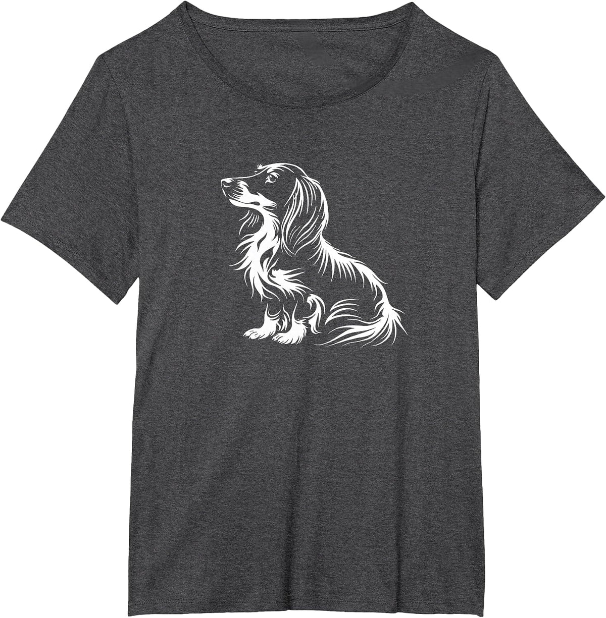 Mens Womens Moms Retro Vintage Logo Long Haired Dachshund T-Shirt - Dark Heather Grey