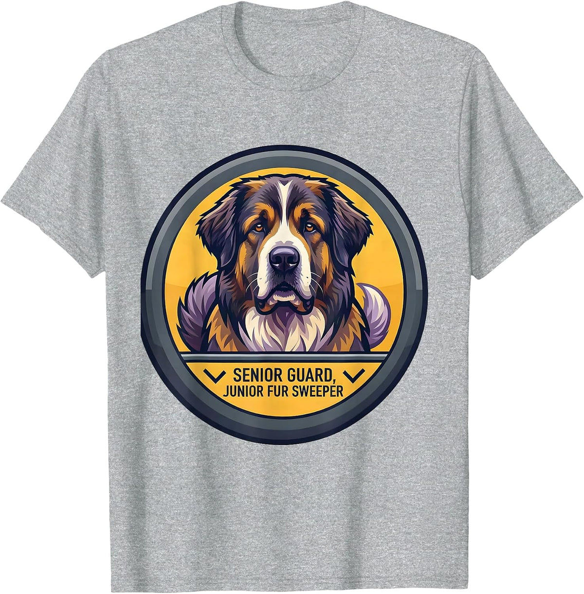 Men's Senior Guard Junior Fur Sweeper Funny Great Pyrenees Dog T-Shirt - Heather Grey