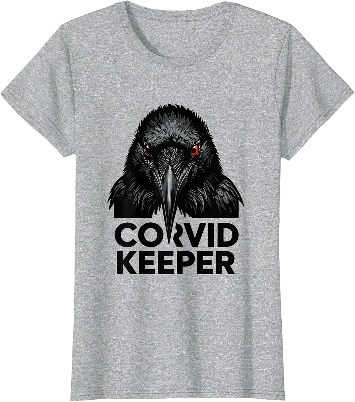 Women's Corvid Keeper Minimalist Crow Bird Gothic Nature Lover T-Shirt - Heather Grey