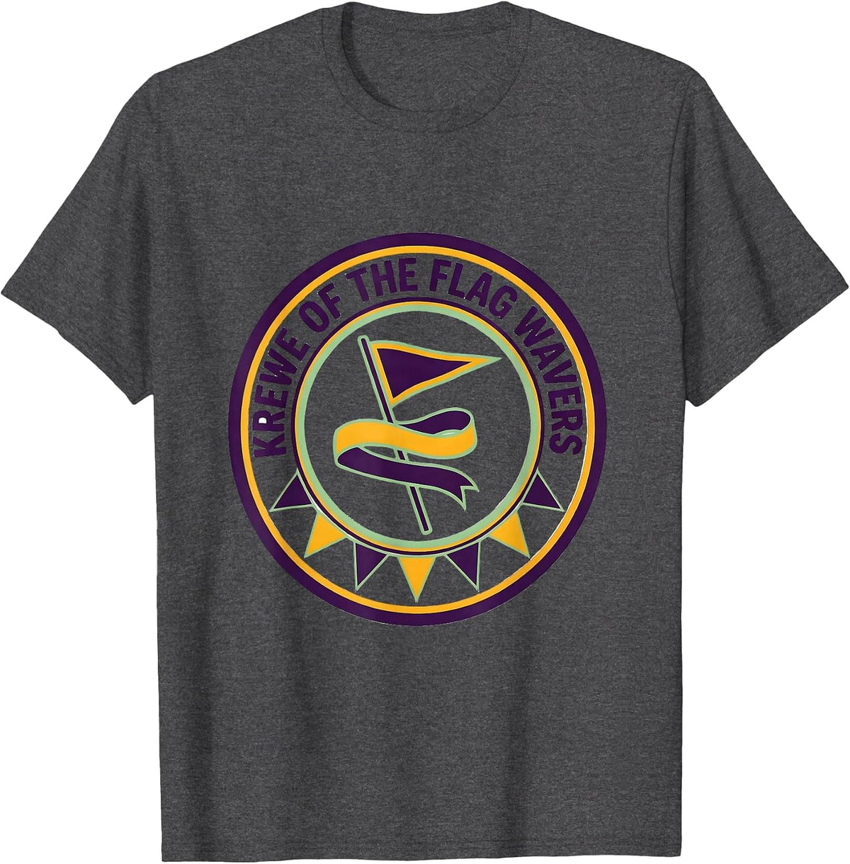 Men's Krewe Of The Flag Wavers Mardi Gras Carnival Party Humor T-Shirt - Dark Heather Grey