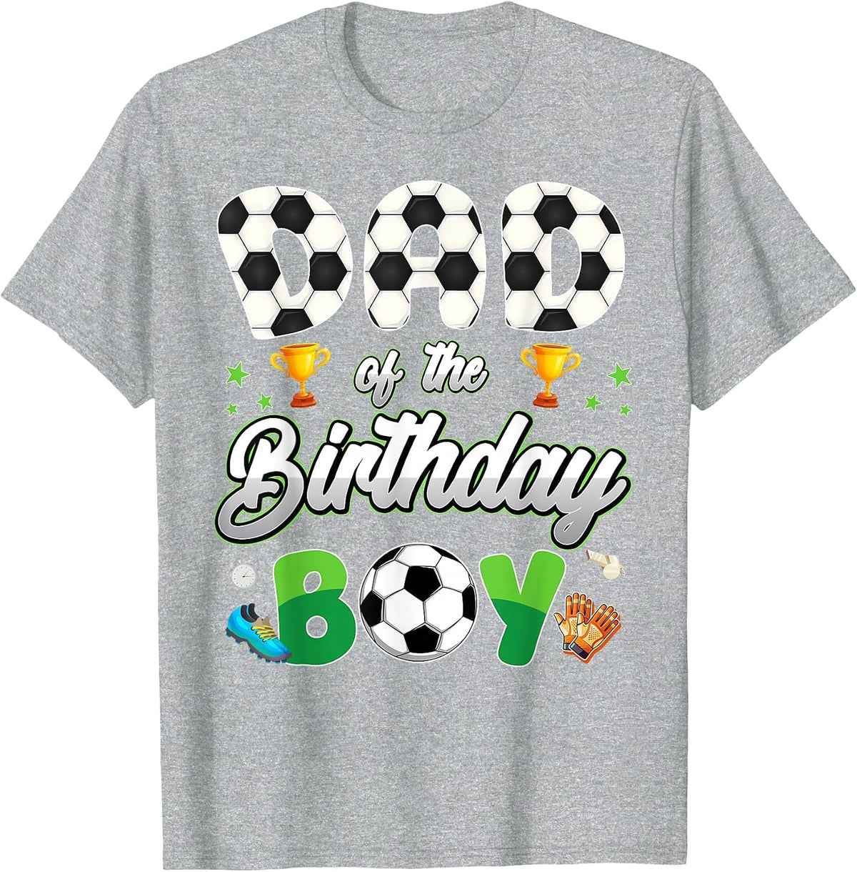Soccer Dad of The Birthday Boy Soccer Theme Family Matching T-Shirt - Heather Grey