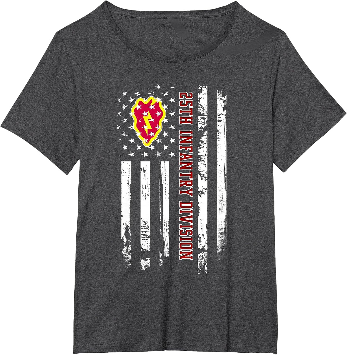 25th Infantry Division American Flag Military Veterans Day T-Shirt - Dark Heather Grey