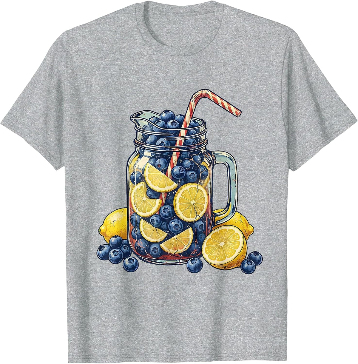 Men's Red White and Blueberry Lemonade Pitcher Graphic T-Shirt - Heather Grey
