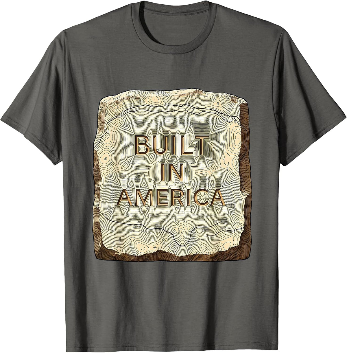 Men's Built in America Patriotic Graphic Design T-Shirt - Asphalt Grey