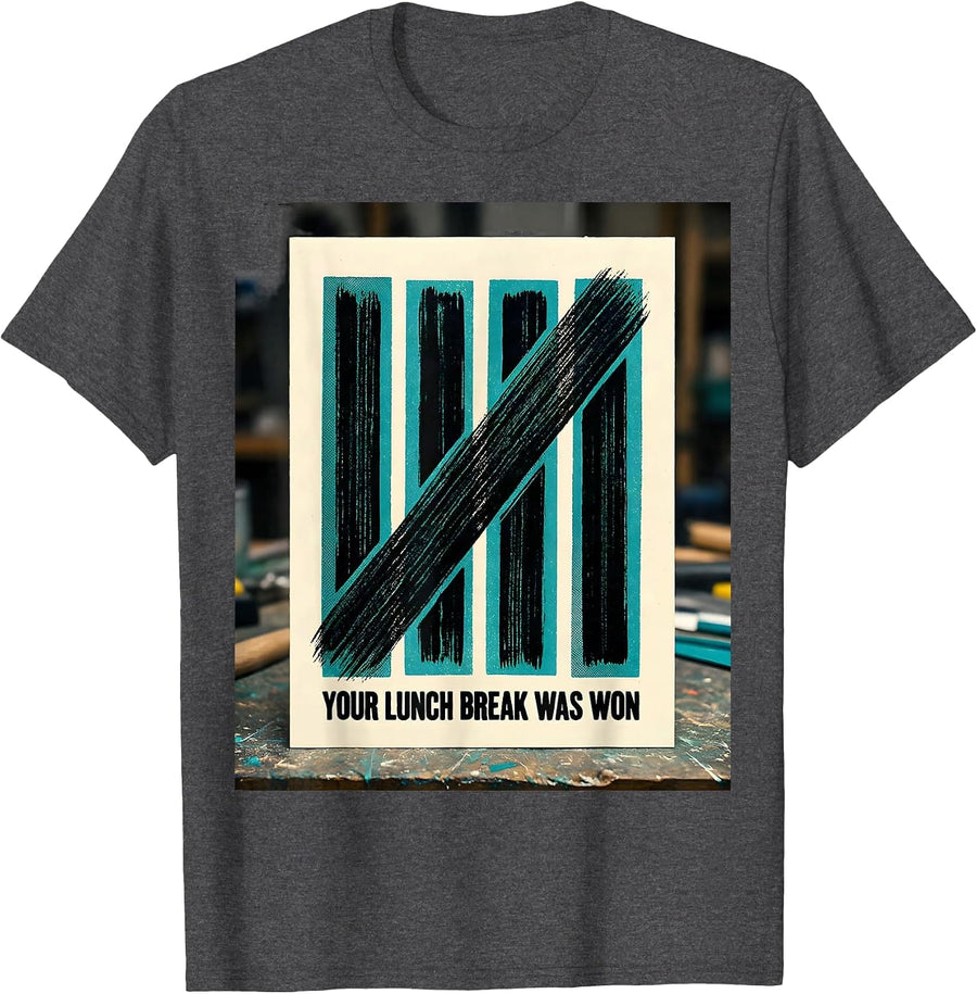 Men's Your Lunch Break Was Won Union Strong Labor Day Worker Pride T-Shirt - Dark Heather Grey