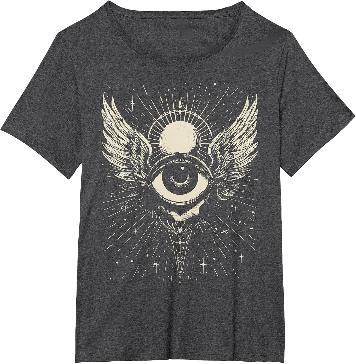 Harajuku Alt Clothing Weirdcore Grunge Punk Creepy Eyeball T-Shirt - Dark Heather Grey