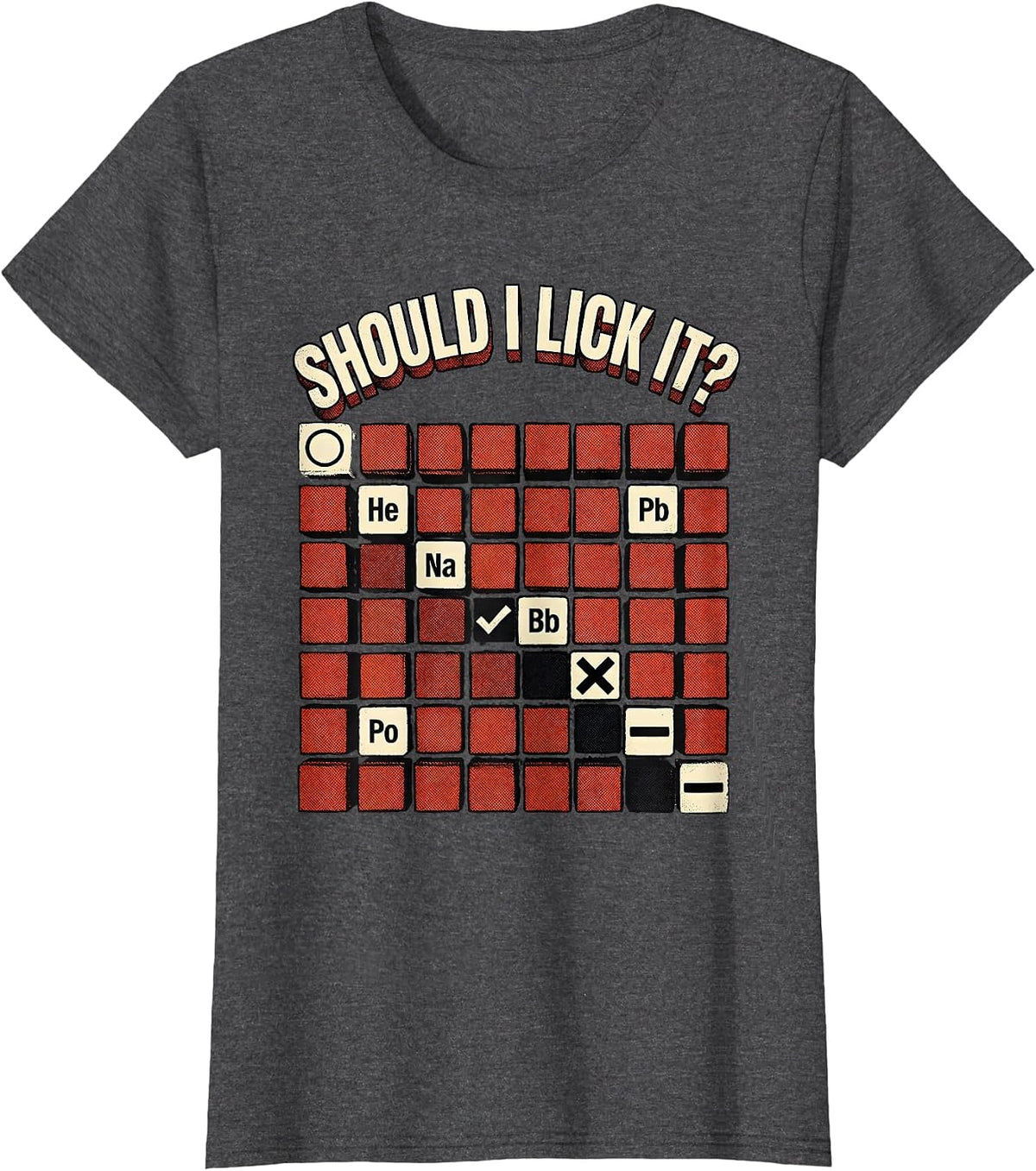 Women's Should I Lick It Funny Periodic Table Science Teacher Humor T-Shirt - Dark Heather Grey