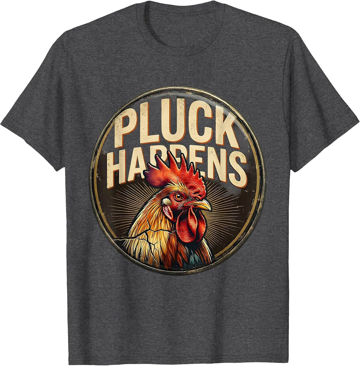 Men's Pluck Happens Vintage Pheasant Hunter Upland Bird Hunting T-Shirt - Dark Heather Grey