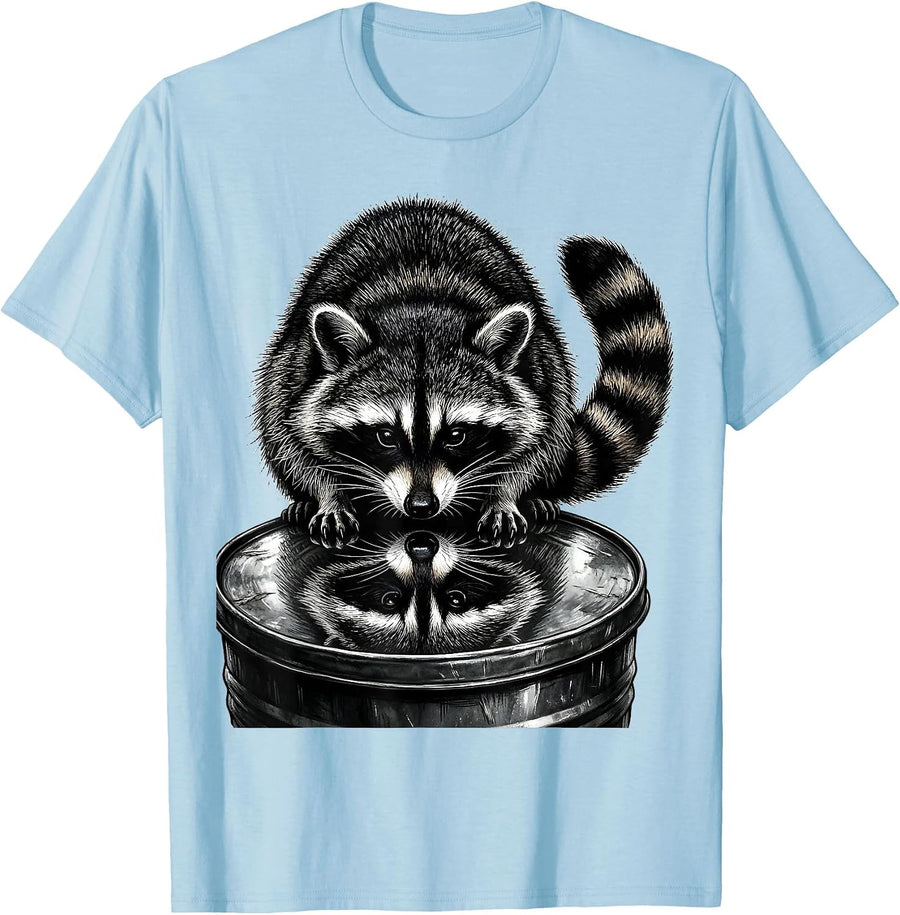 Men's Drunk Raccoon Scratchboard Funny Trash Panda Gag Gift T-Shirt - Baby Blue