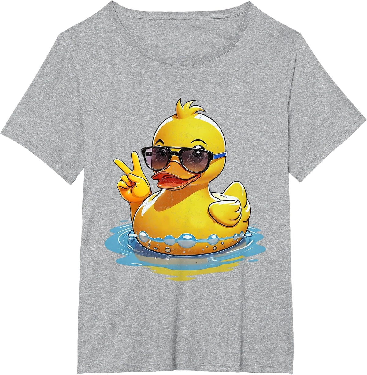 Retro Groovy Yellow Rubber Duck Peace Funny Duck Lovers T-Shirt - Heather Grey