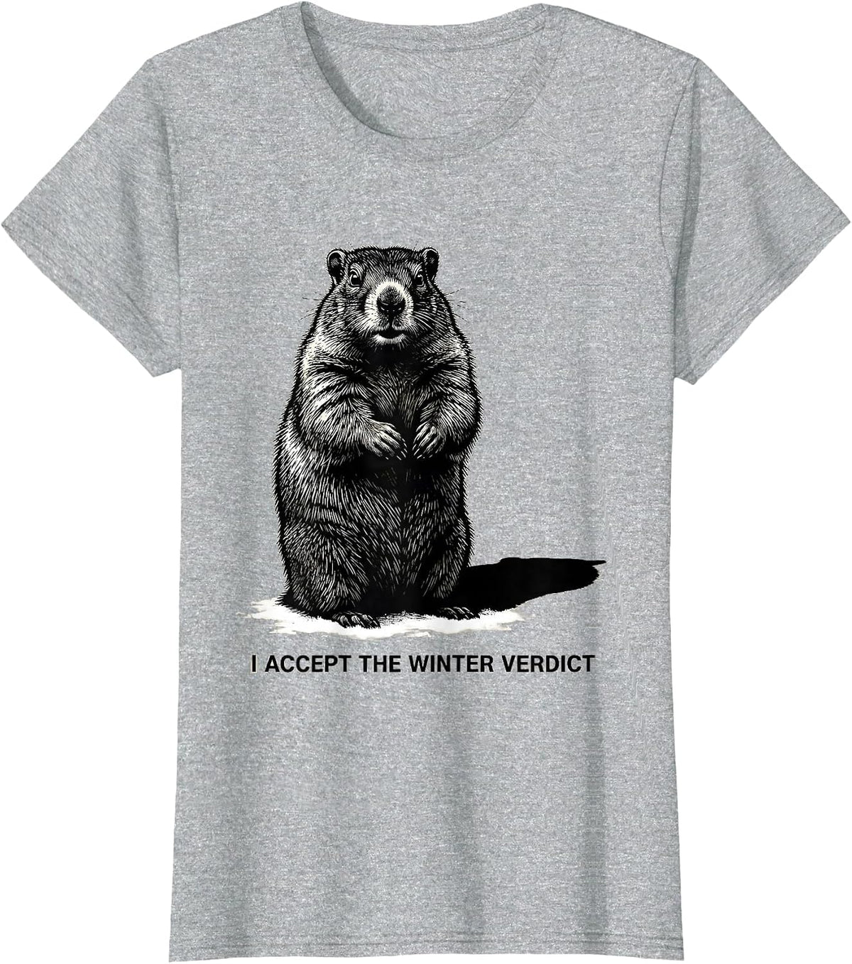Women's I ACCEPT THE WINTER VERDICT Funny Groundhog Day Woodchuck T-Shirt - Heather Grey