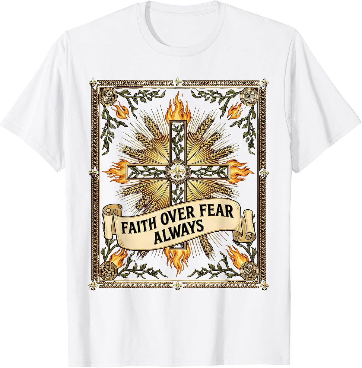 Men's Faith Over Fear Always Christian Halloween Design T-Shirt - White