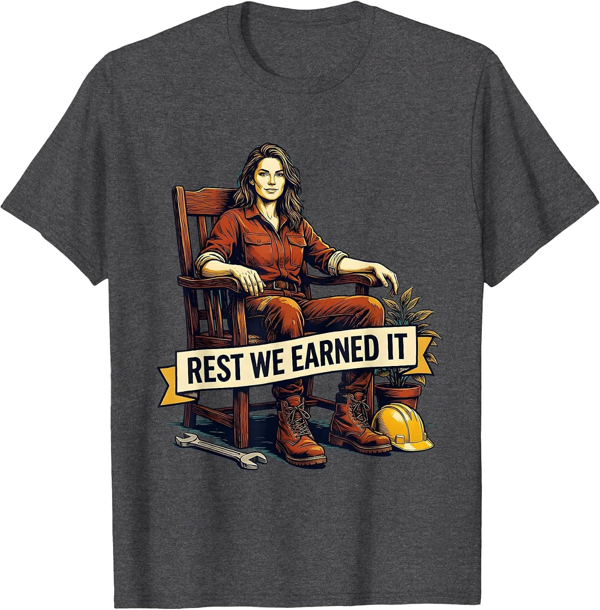 Rest We Earned It Labor Day Celebration Design T-Shirt - Dark Heather Grey