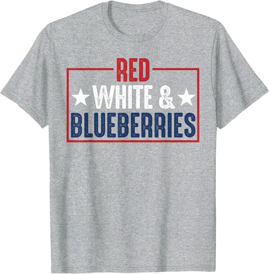 Vintage Red, White and Blueberries Graphic T-Shirt - Heather Grey