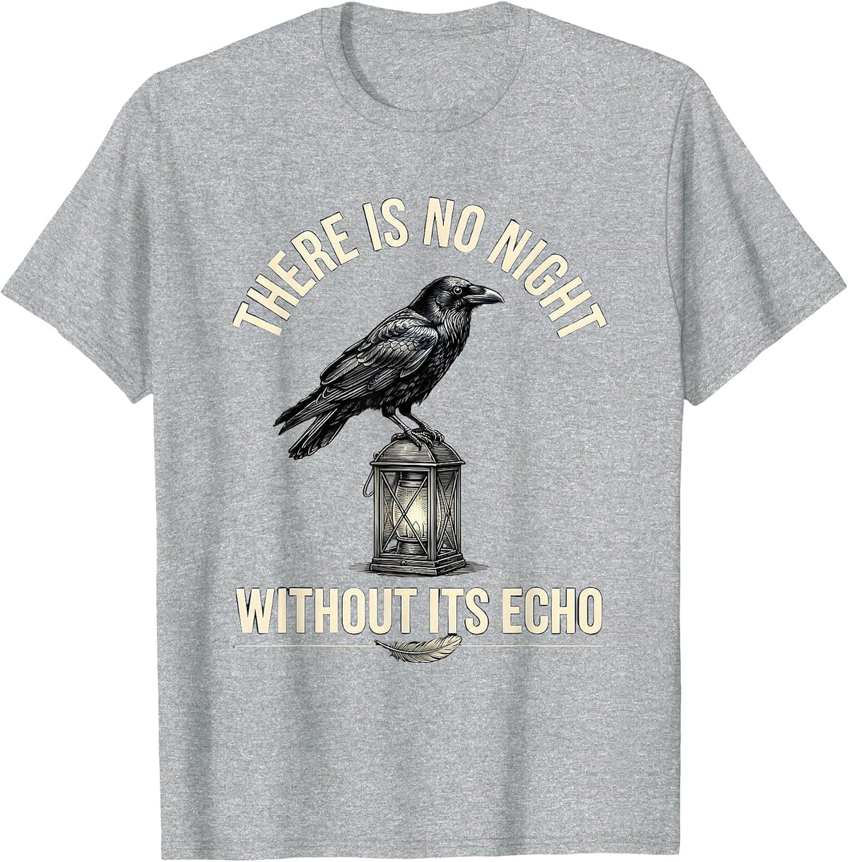Men's There Is No Night Without Its Echo Gothic Literary Edgar T-Shirt - Heather Grey