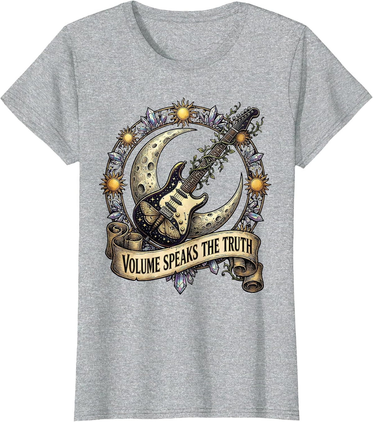 Volume Speaks the Truth Vintage Rock Band Design T-Shirt - Heather Grey
