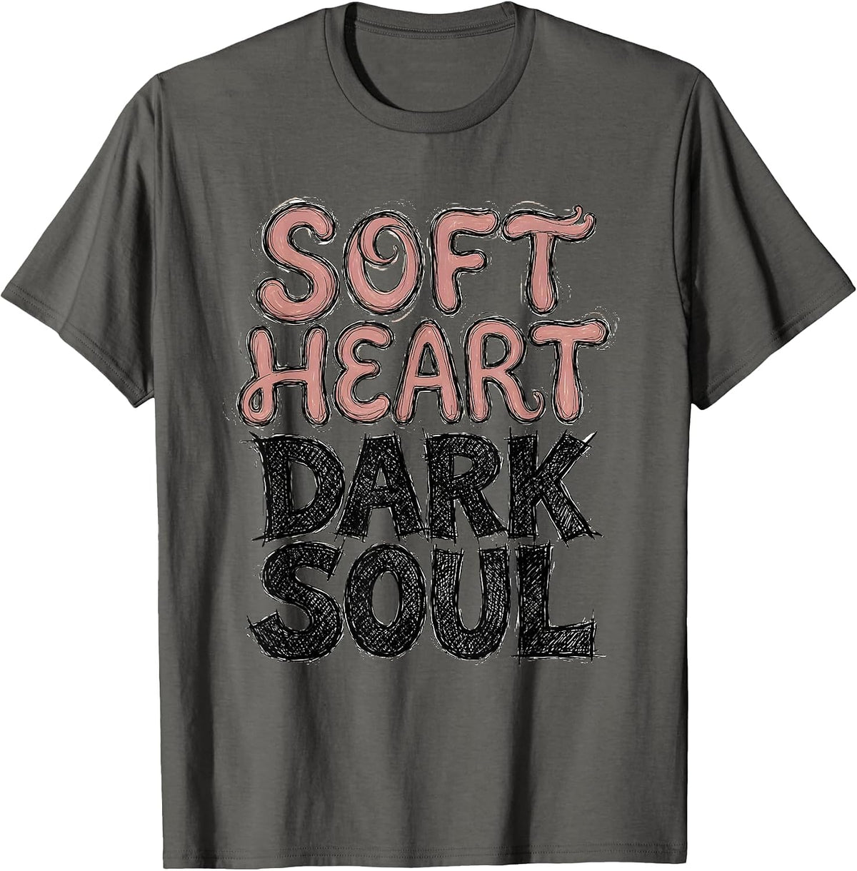 Soft Heart Dark Soul Goth Aesthetic Design T-Shirt - Asphalt Grey