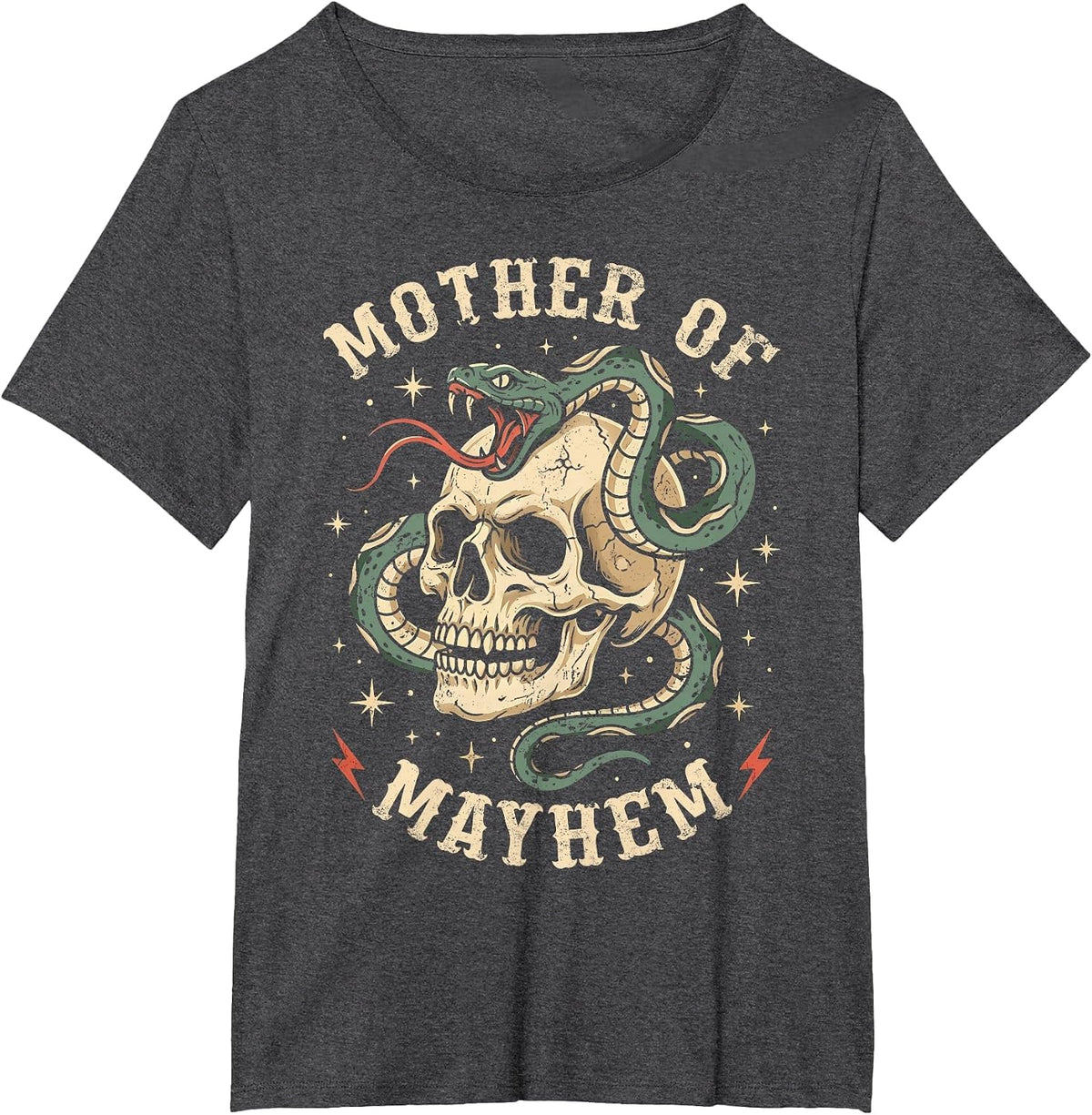 Mother of Mayhem Women Mom Funny Mothers Day Matching Family T-Shirt - Dark Heather Grey