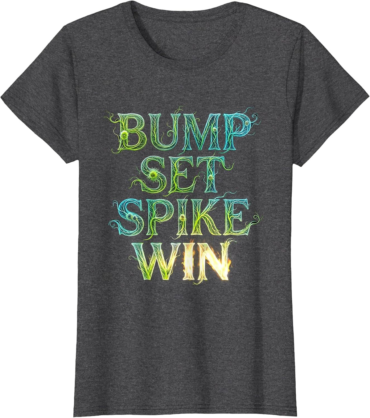 Women's Bump Set Spike Win Volleyball Design T-Shirt - Dark Heather Grey
