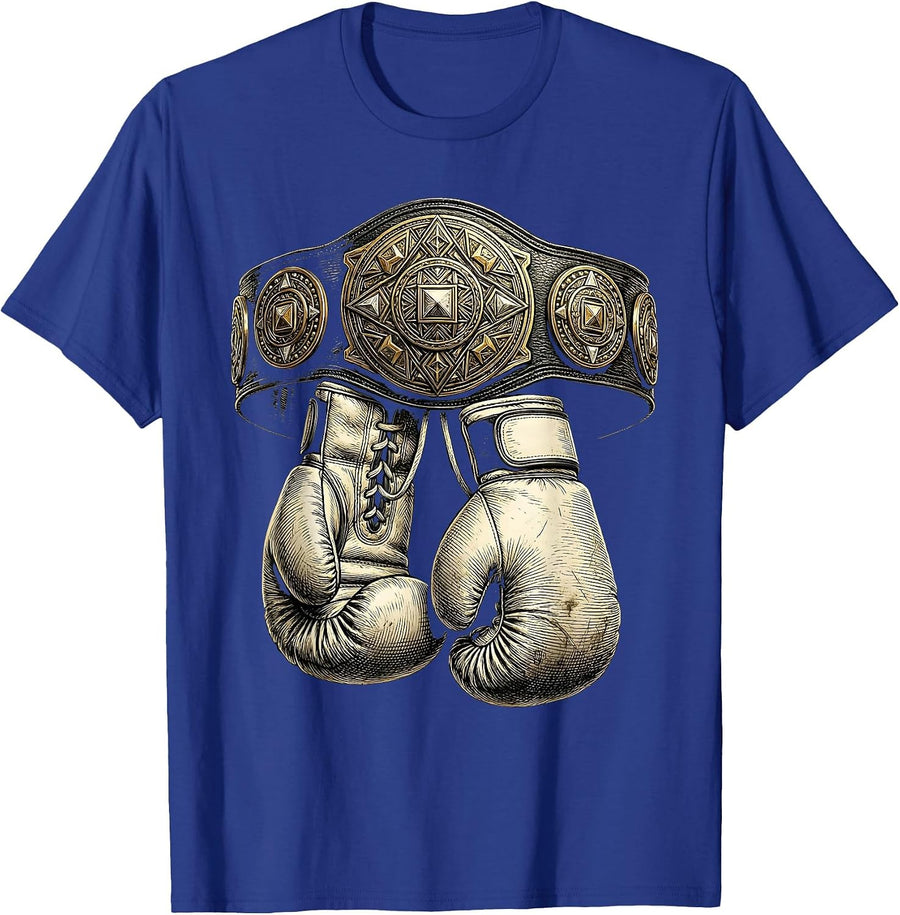 Boxing Gloves Championship Belt Birthday Gift T-Shirt - Royal Blue