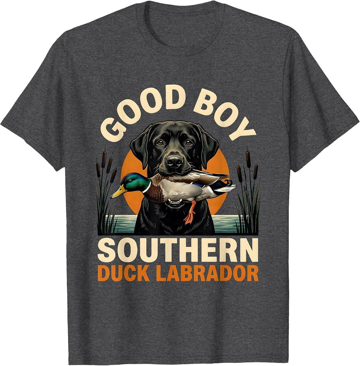 Men's Good Boy Southern Duck Labrador Hunting Dog Rural Pride T-Shirt - Dark Heather Grey
