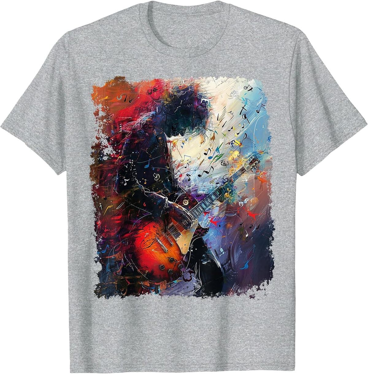 Electric Guitar Rock Band Gutarist I Love Music T-Shirt - Heather Grey