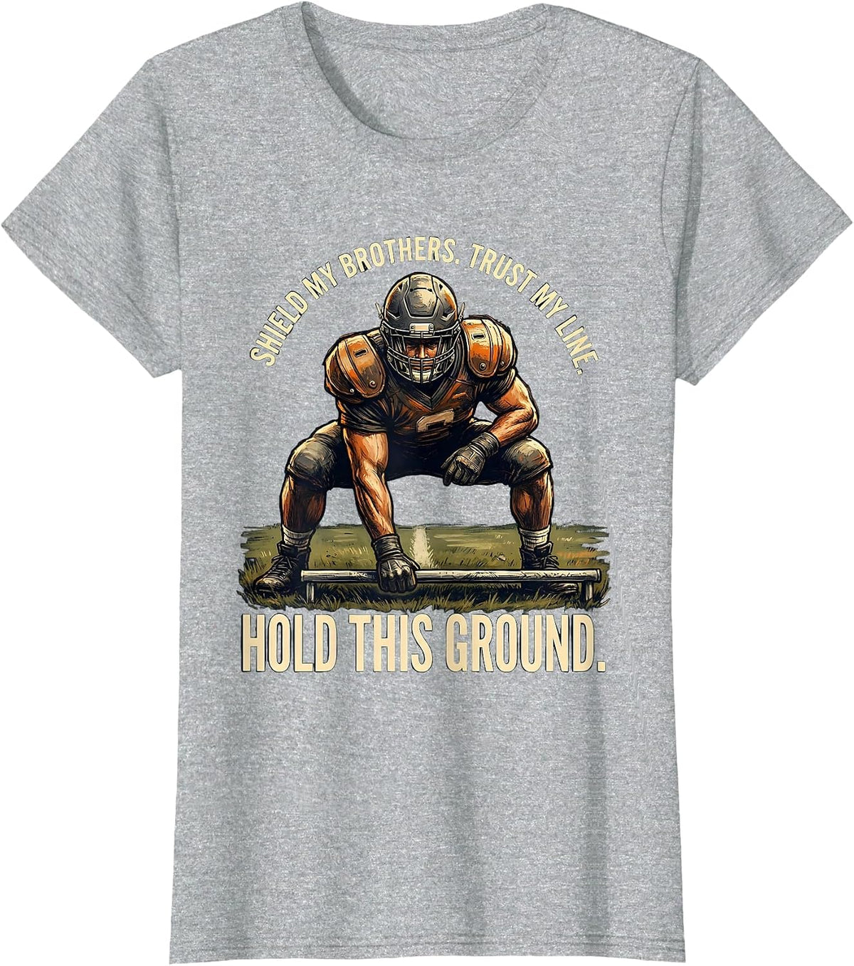 Shield My Brothers Trust My Line Hold This Ground Lineman T-Shirt - Heather Grey
