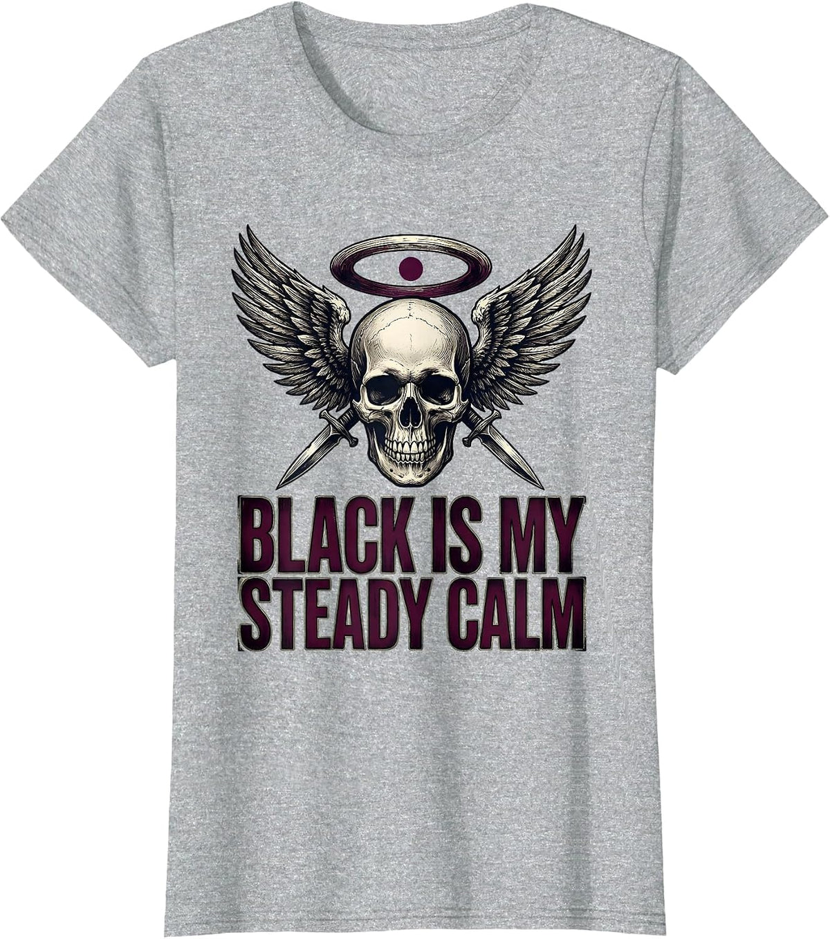 Black Is My Steady Calm Vintage Gothic Alt Streetwear T-Shirt - Heather Grey