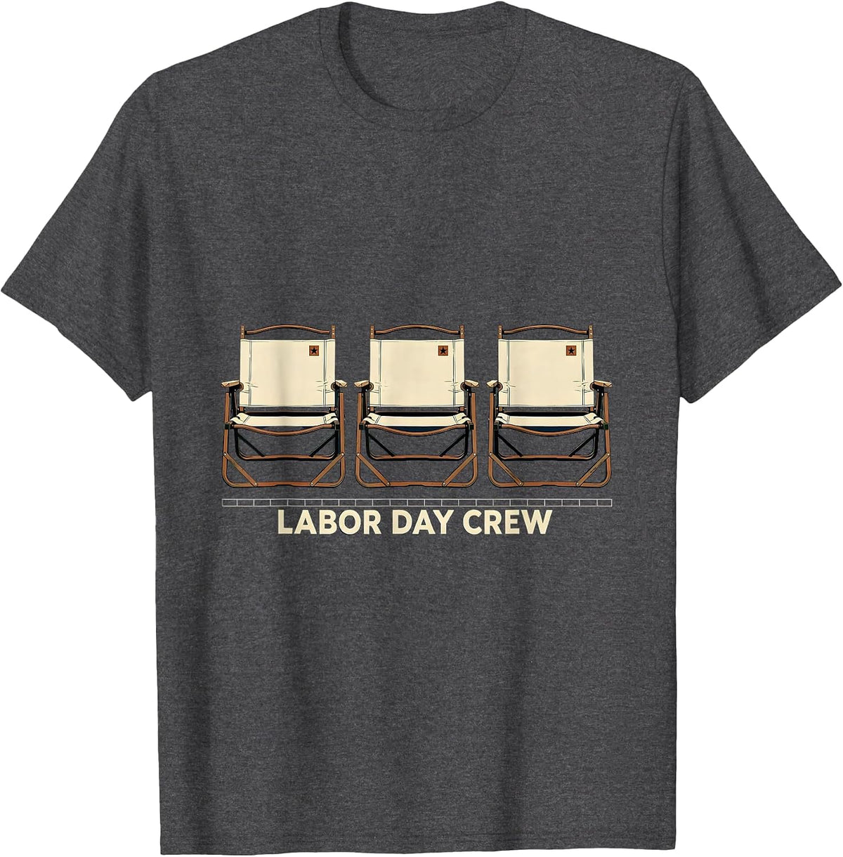 Labor Day Crew Vintage Patriotic Americana Celebration T-Shirt - Dark Heather Grey