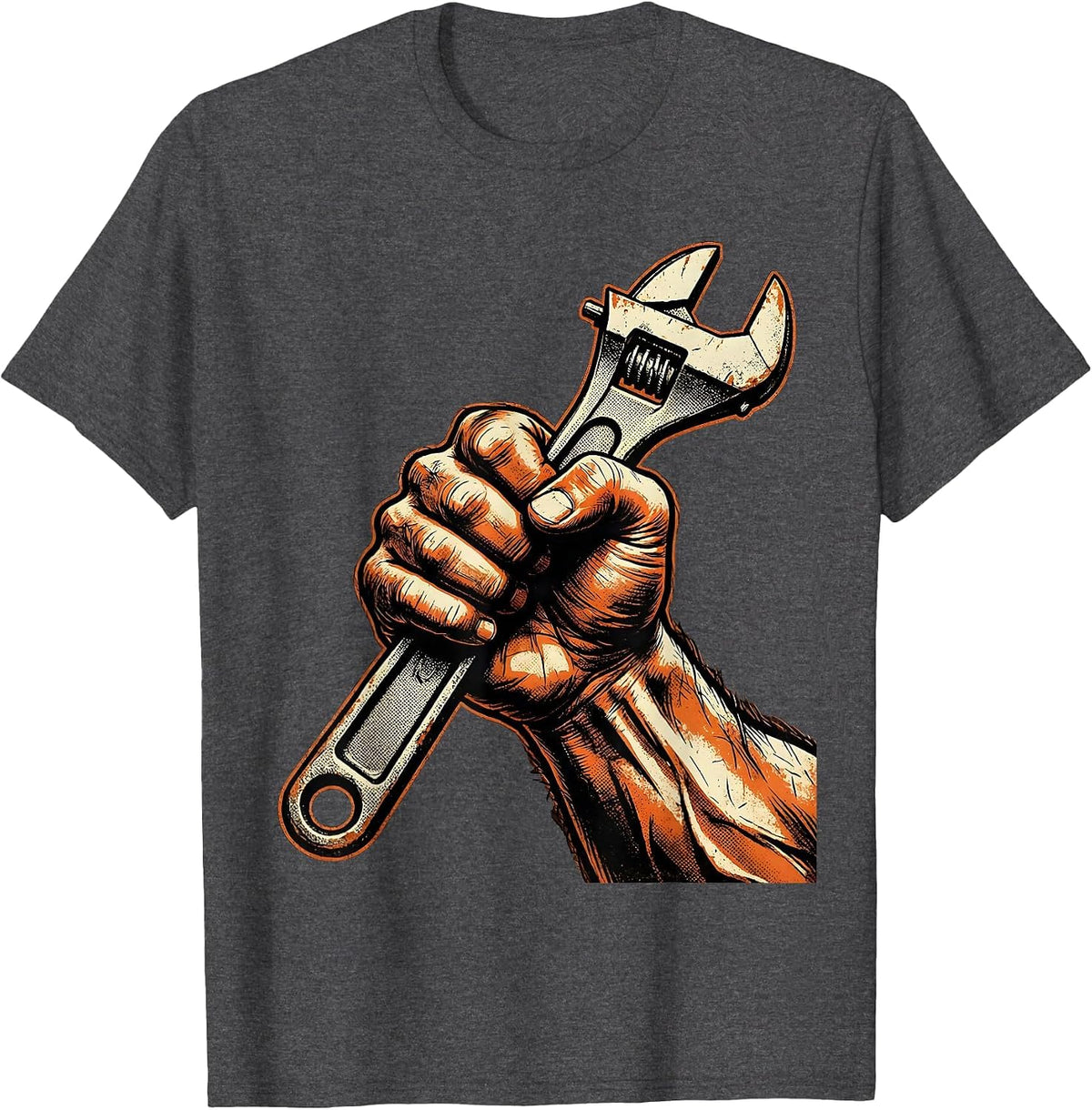 Mechanic Fist Wrench Graphic Tee T-Shirt - Dark Heather Grey