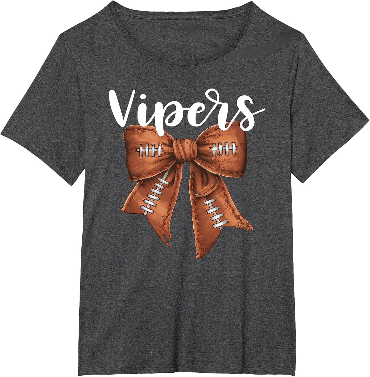 Vipers Football Bow School Spirit Team Mascot Game Night T-Shirt - Dark Heather Grey