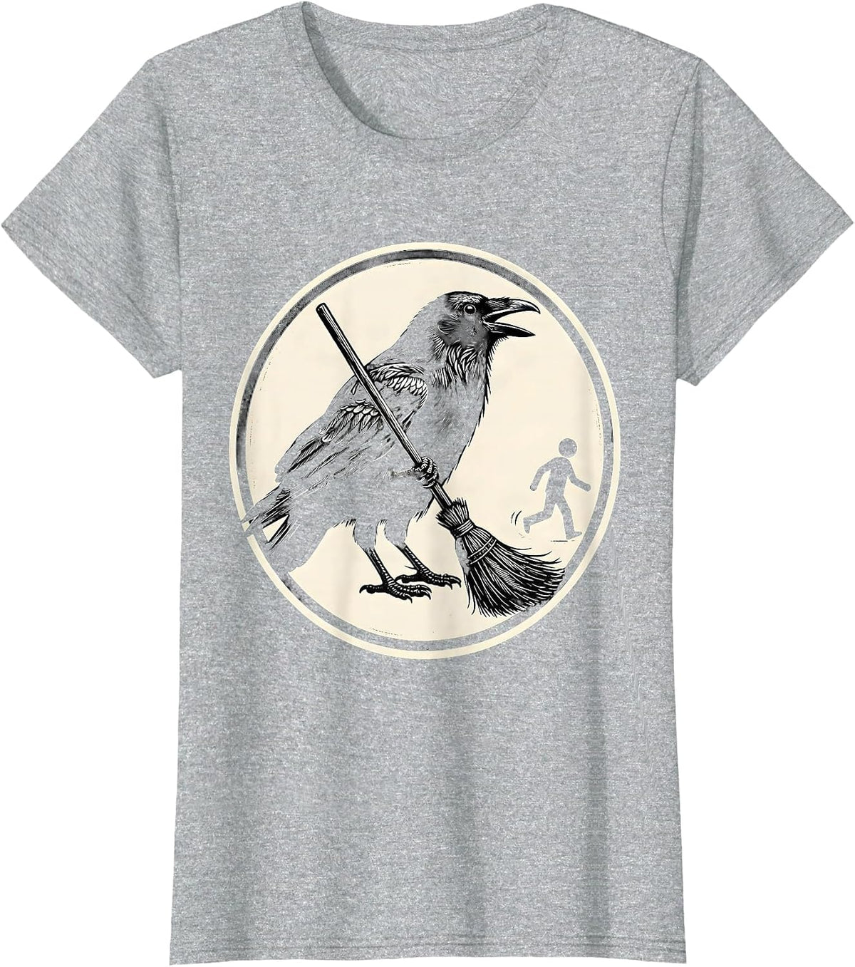 Sealed Crow Gothic Humor Dark Novelty T-Shirt - Heather Grey